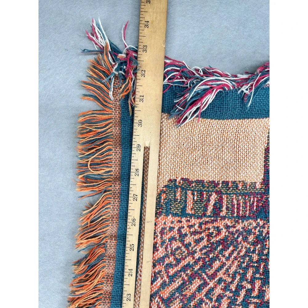 Vintage Goodwin Weavers Garden Tapestry Throw Blanket Cotton Fringed USA Made